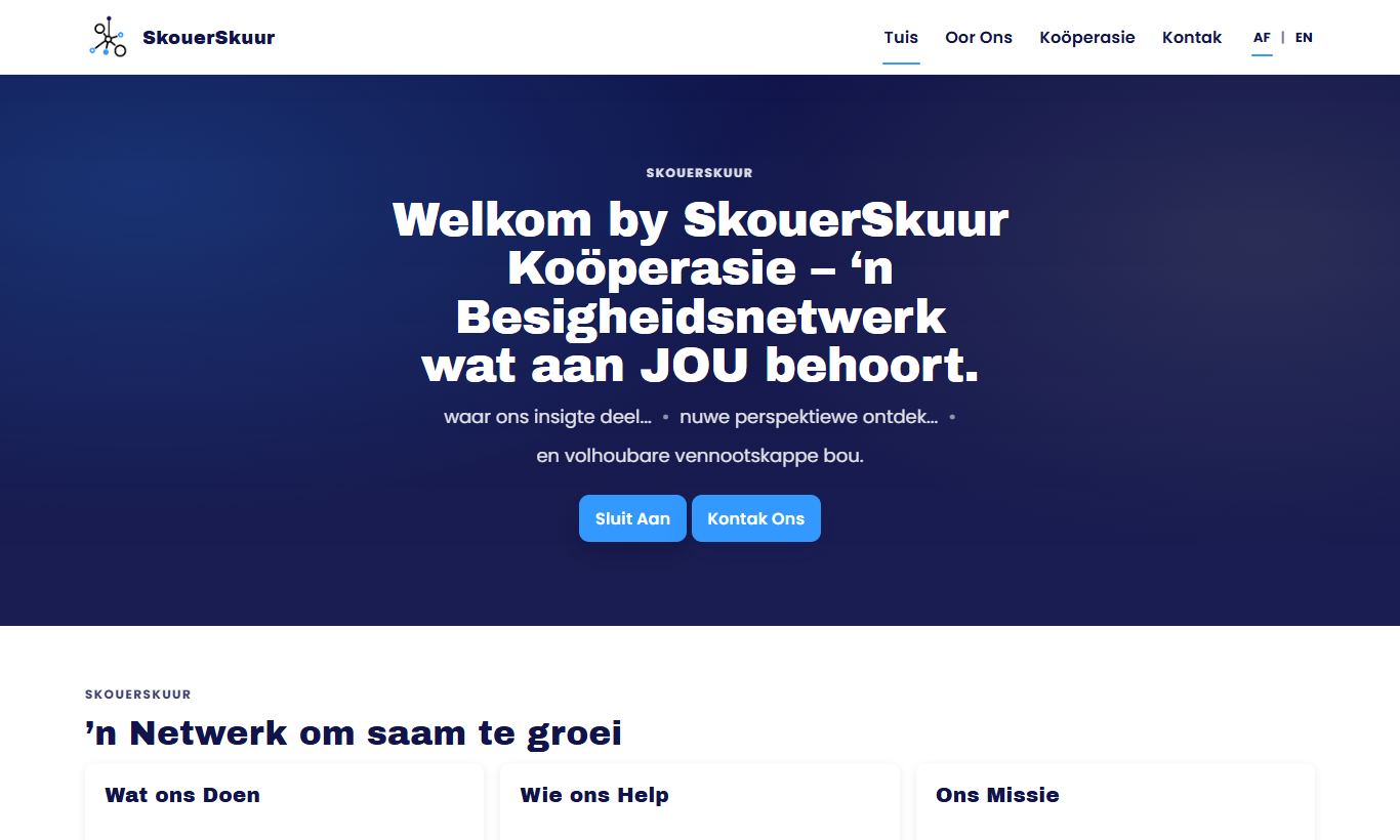 Skouerskuur se Afrikaanse koöperasie-webwerf